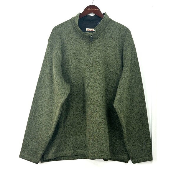 Wrangler Authentic Quarter Zip Sweater Olive Fleece Men 2XL Long Sleeve Pullover - Picture 1 of 11